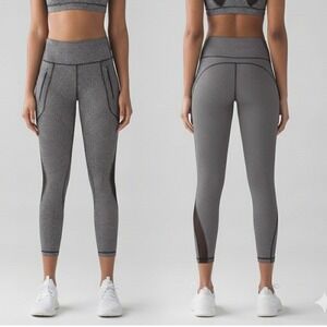 Lululemon Wunder Train High Rise Black White Speckle Print Leggings Womens Sz 4